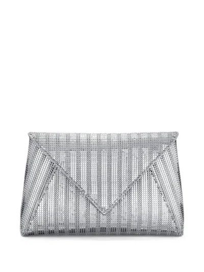 Tyler Ellis Large Lee Pouchet Chainmail Clutch Bag In Silver