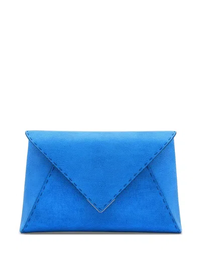 Tyler Ellis Large Lee 'pouchet' Lizard-effect Clutch Bag In Blue