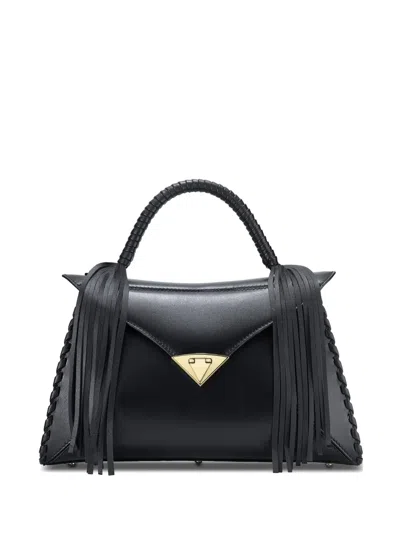 Tyler Ellis Large Lj Fringe-detail Whipstitch Tote Bag In Black
