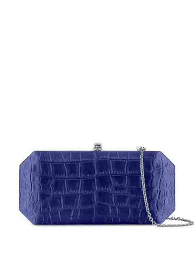 Tyler Ellis Large Perry Croc-effect Clutch Bag In Blue