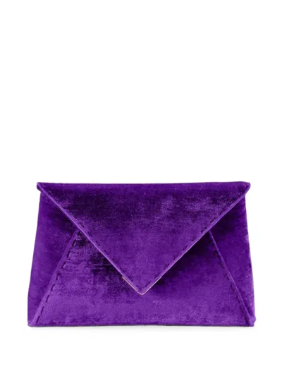 Tyler Ellis Lee Crushed-velvet Clutch Bag In Purple