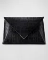 Tyler Ellis Lee Large Croc-embossed Pouchette Clutch Bag In Black Diamond
