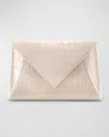 Tyler Ellis Lee Large Croc-embossed Pouchette Clutch Bag In Champagne Bubble