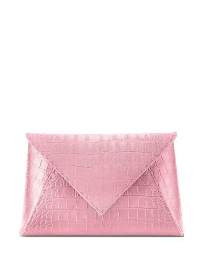 Tyler Ellis Lee Pouchet Crocodile-effect Clutch Bag In Pink
