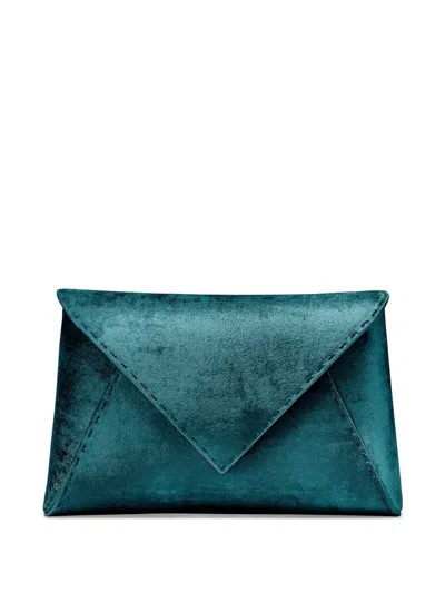 Tyler Ellis Lee Pouchet Crushed-velvet Clutch Bag In Green
