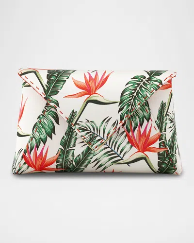 Tyler Ellis Lee Small Pouchet Plant-print Clutch Bag In Birds Of Paradise