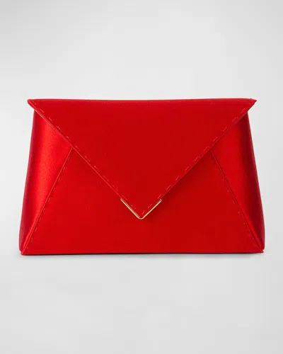 Tyler Ellis Lee Small Satin Pouchette Clutch Bag In Cherry Red
