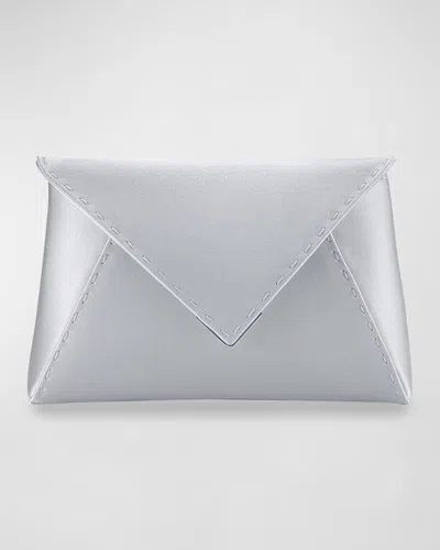 Tyler Ellis Lee Small Satin Pouchette Clutch Bag In Platinum