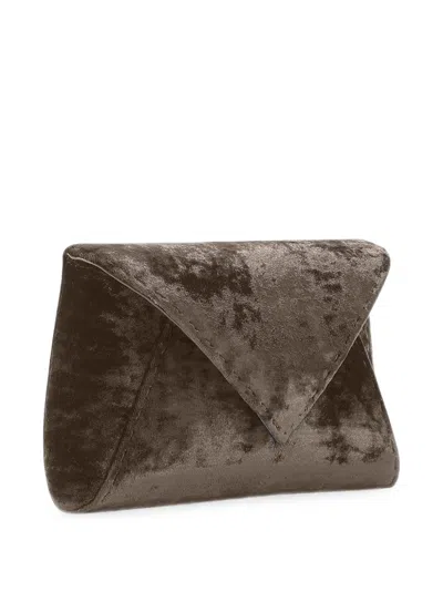 Tyler Ellis Medium Lee Pouchet Crushed Velvet Clutch Bag In Brown
