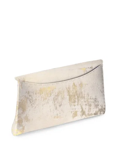 Tyler Ellis Medium Lee Pouchet Metallic-leather Clutch Bags In Neutral