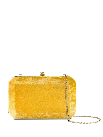 Tyler Ellis Medium Perry Crushed-velvet Clutch Bag In Yellow