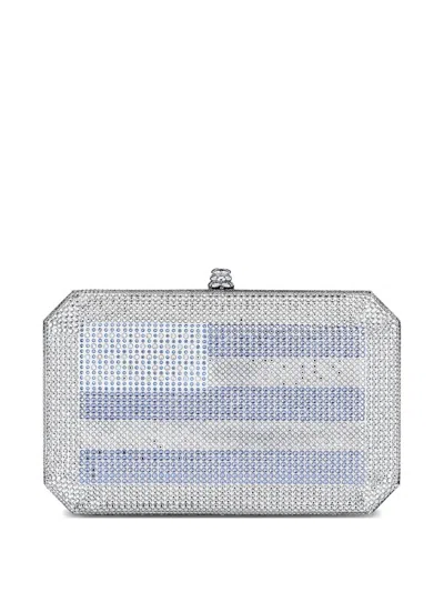 Tyler Ellis Medium Perry Crystal-embellished Beveled Clutch Bag In Silver
