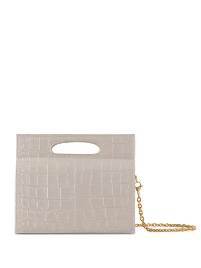 Tyler Ellis Mini Stella Stamped-satin Tote Bag In Gray