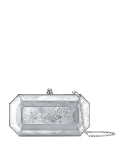 Tyler Ellis Perry Metallic-leather Clutch Bag In Silver