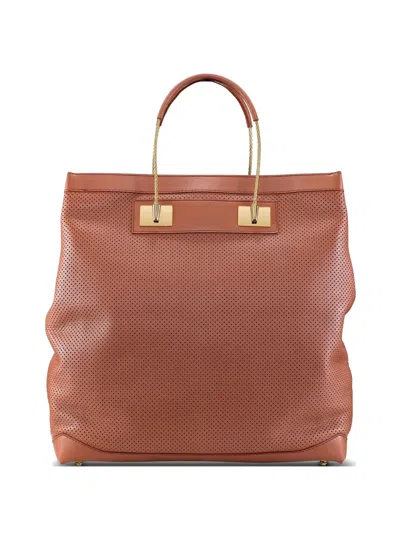 Tyler Ellis Shah Perforated Leather Tote Bag In White