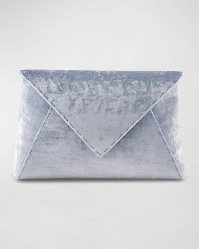 Tyler Ellis Signature Lee Small Velvet Clutch In Icy Blue