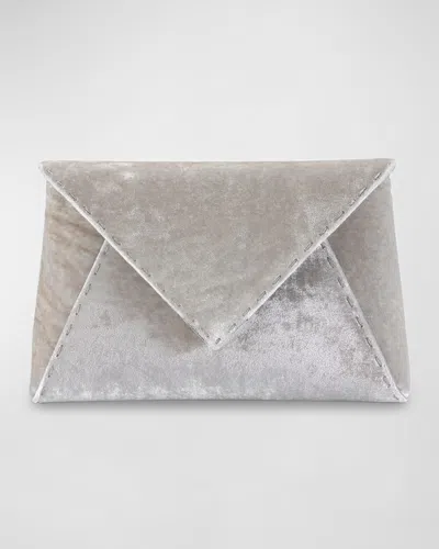Tyler Ellis Signature Lee Small Velvet Clutch In Platinum