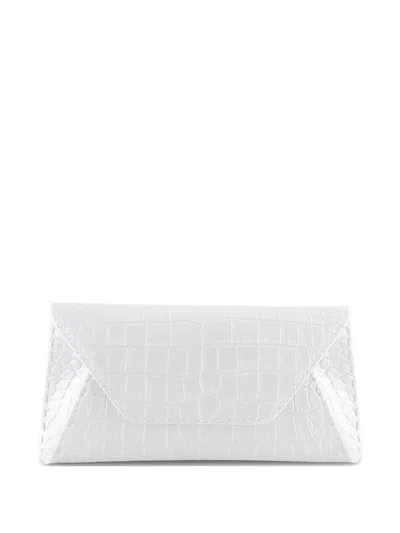 Tyler Ellis Small Eloise Croc-effect Satin Clutch Bag In White