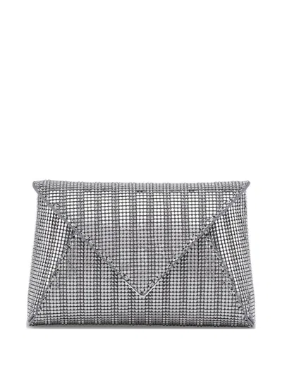Tyler Ellis Small Lee Pouchet Chainmail Clutch Bag In Silver