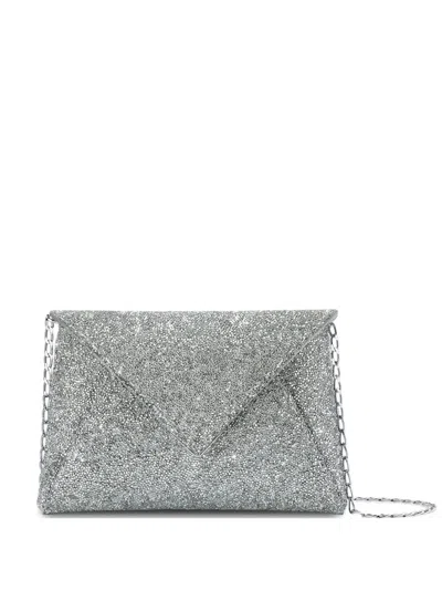 Tyler Ellis Small Lee 'pouchet' Crystal-embellished Clutch Bag In Silver