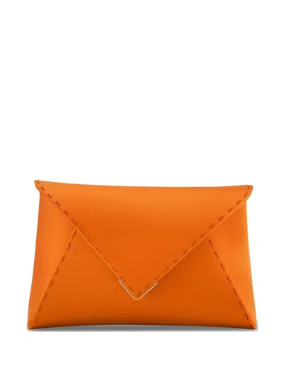 Tyler Ellis Small Lee Pouchet Hand-stitched Clutch Bag In Orange