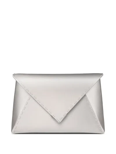 Tyler Ellis Small Lee 'pouchet' Hand-stitched Clutch Bag In Silver
