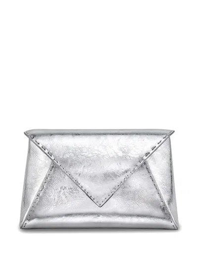 Tyler Ellis Small Lee Pouchet Leather Clutch Bag In Silver