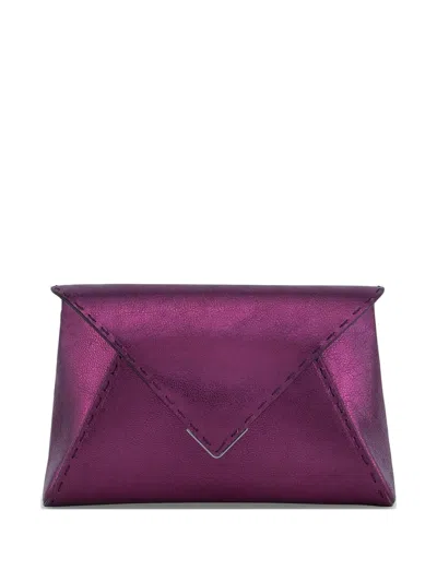 Tyler Ellis Small Lee Pouchet Leather Clutch Bags In Purple
