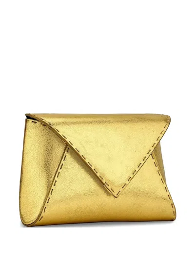 Tyler Ellis Small Lee Pouchet Metallic-leather Clutch Bag In Gold