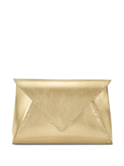 Tyler Ellis Small Lee Pouchet Metallic-leather Clutch Bag In Gold