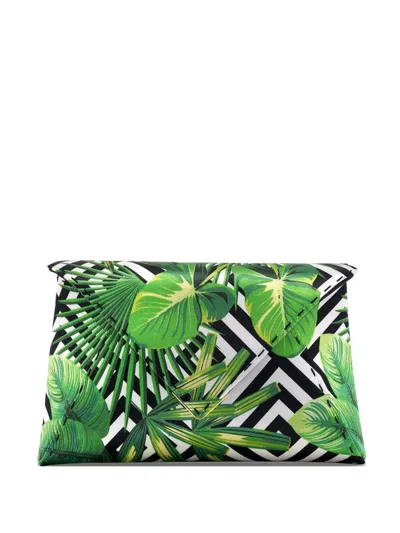 Tyler Ellis Small Lee Pouchet Palm-print Clutch Bag In Green