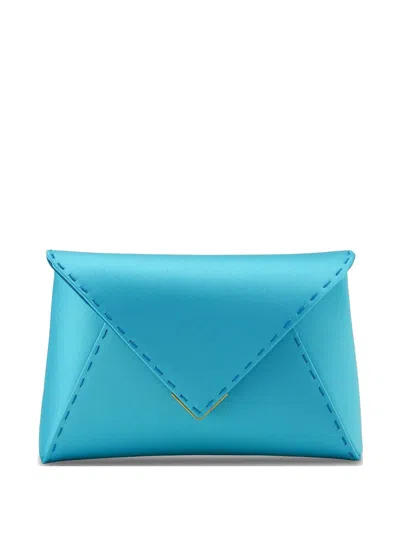 Tyler Ellis Small Lee Pouchet Satin Clutch Bag In Blue