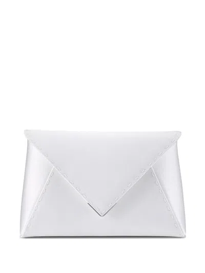 Tyler Ellis Small Lee Pouchet Satin Clutch Bag In White