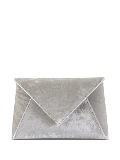 Tyler Ellis Small Lee Pouchet Velvet Clutch Bag In Gray