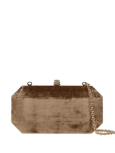 Tyler Ellis Small Perry Crushed Texture Clutch Bag In Brown