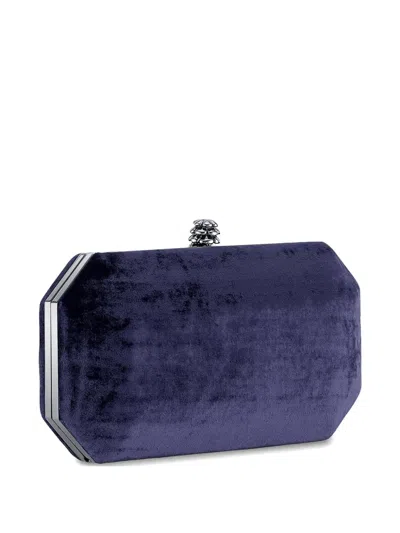 Tyler Ellis Perry Crushed Velvet Clutch Bag In Blue