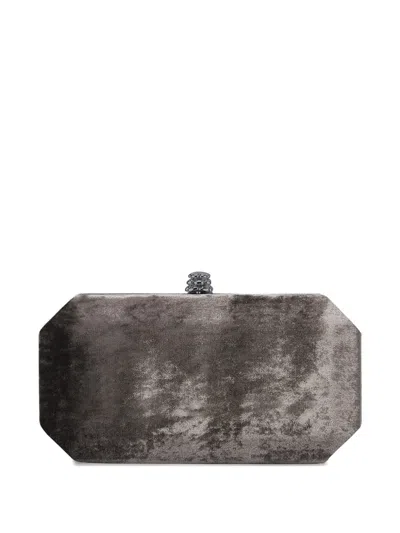 Tyler Ellis Small Perry Crushed-velvet Clutch Bag In Gray