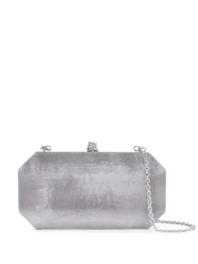 Tyler Ellis Small Perry Crushed-velvet Clutch Bag In Gray