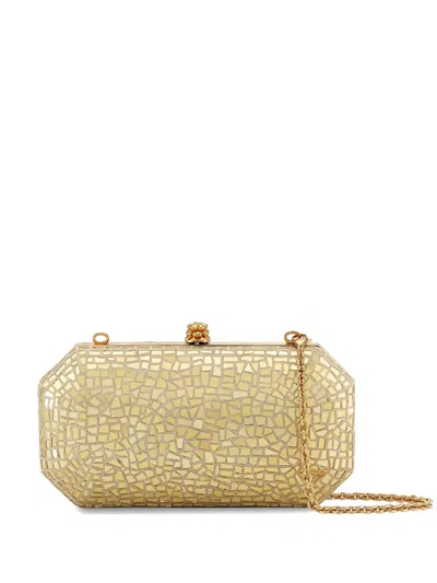Tyler Ellis Small Perry Mosaic-effect Clutch Bag In Gold