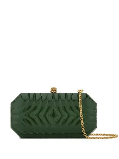 Tyler Ellis Small Perry Quilted Patent-leather Clutch Bag In Green