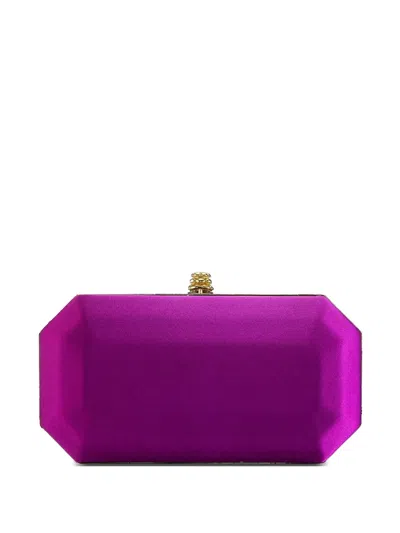 Tyler Ellis Small Perry Satin Clutch Bag In Purple