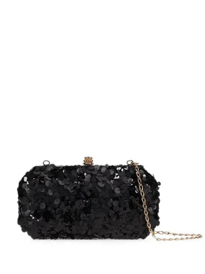Tyler Ellis Small Perry Sequin-embellished Clutch Bags In Black