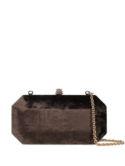 Tyler Ellis Small Perry Velvet Clutch Bag In Brown