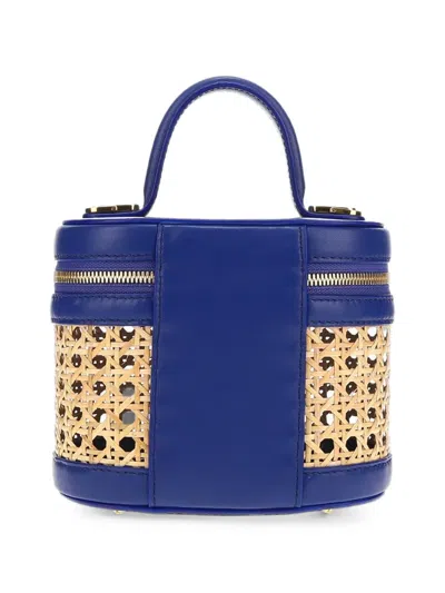 Tyler Ellis Small Victoria Wicker Leather Tote Bag In Blue