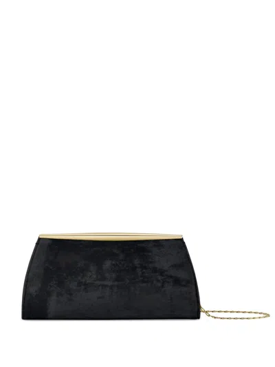 Tyler Ellis Suzannah Crushed-velvet Clutch Bag In Black