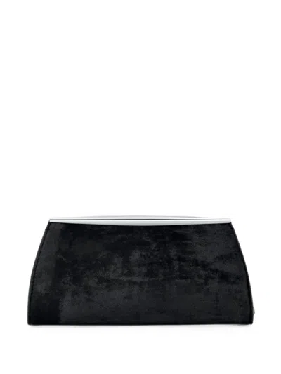 Tyler Ellis Suzannah Crushed-velvet Clutch Bag In Black