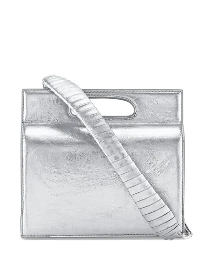 Tyler Ellis Tall Stella Accordion-gusset Leather Tote Bag In Silver