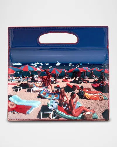Tyler Ellis The Stella Beach-print Leather Top-handle Bag In Slim Aarons Bast