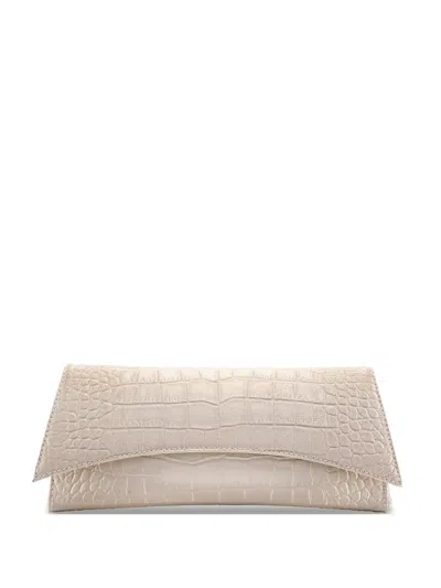 Tyler Ellis Veronica Crocodile-effect Clutch Bag In Brown