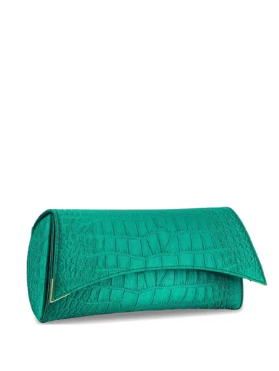 Tyler Ellis Veronica Crocodile-effect Clutch Bag In Green